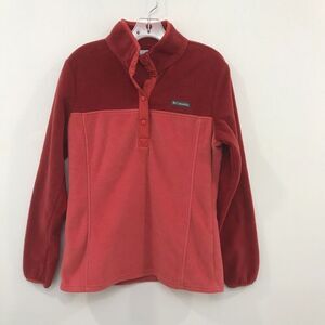 Columbia Women’s Pullover Fleece Jacket 1/4 Snap Mauve Red MEDIUM